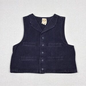 Vintage Wah Maker Black 100% Cotton Buckle Back Vest USA